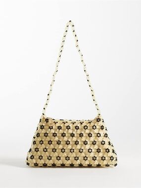 ASOS Floral Beaded Shoulder Bag Buttermilk Yellow